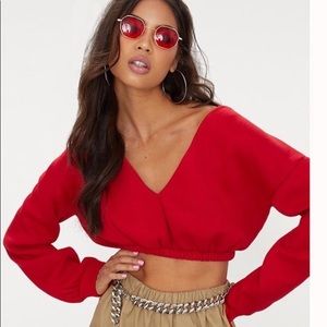 Red cropped sweatshirt